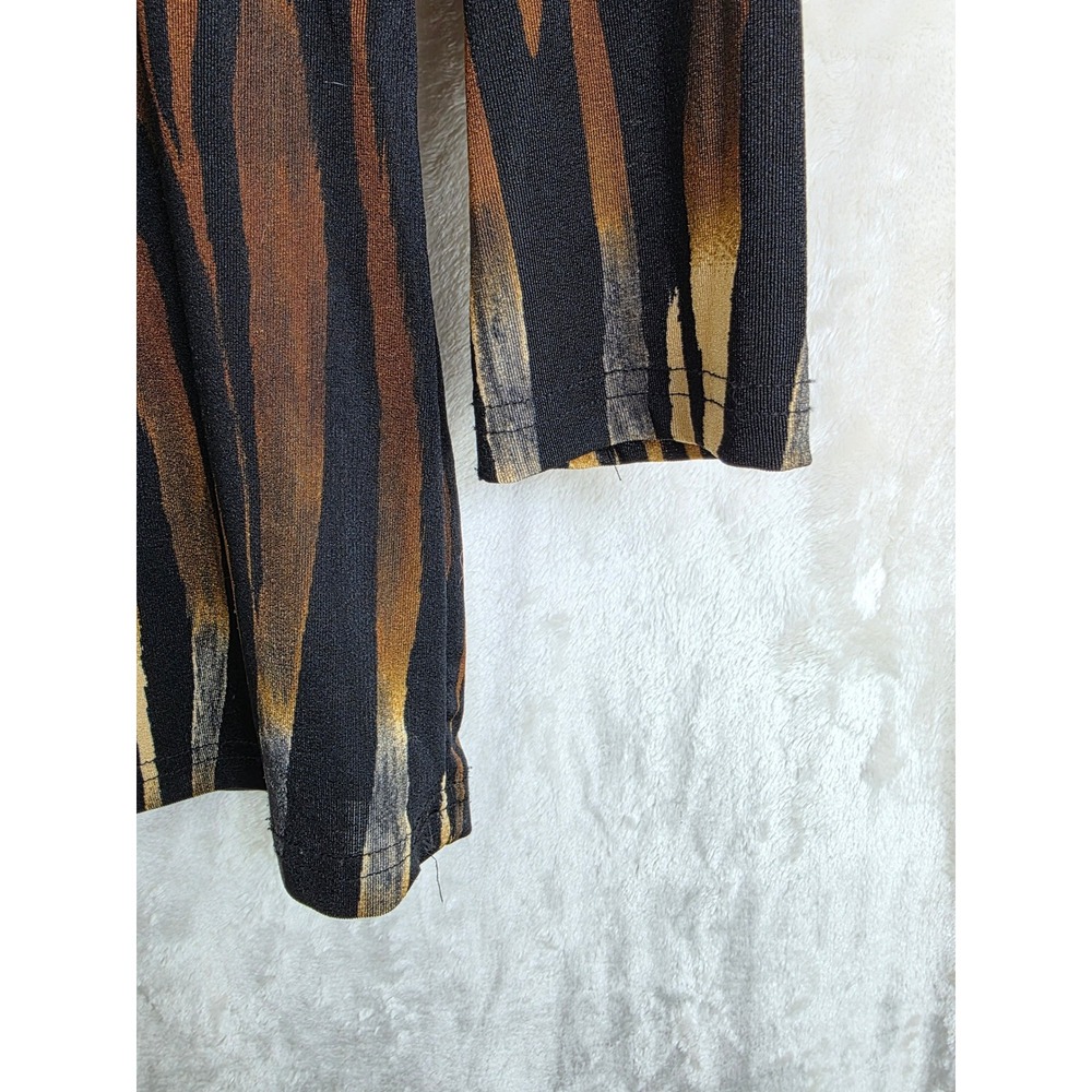 Vintage Carol Rose Tiger Stripe Animal Print Scoop Neck 3/4 Sleeve Top - Picture 4 of 6